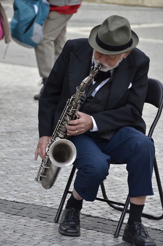 Man on trumpet in Prague